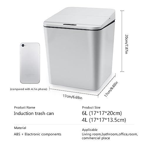 Automatic Small Countertop Trash Can with Lid, 1.5 Gal/6L Toucheless Mini Waste Bin for Office Desk/Bedside Table/Coffee Bar -Batteries, Grey - style: 6 Liter - Grey