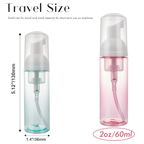 4 Pack Foam Pump Bottle Travel 2 oz/60 ml Small Size Mousse Foam Soap Dispenser Refillable Plastic Foaming Soap Dispenser Empty Travel Foaming Containers for Soap Shampoo Lash Washer - color: Green,red