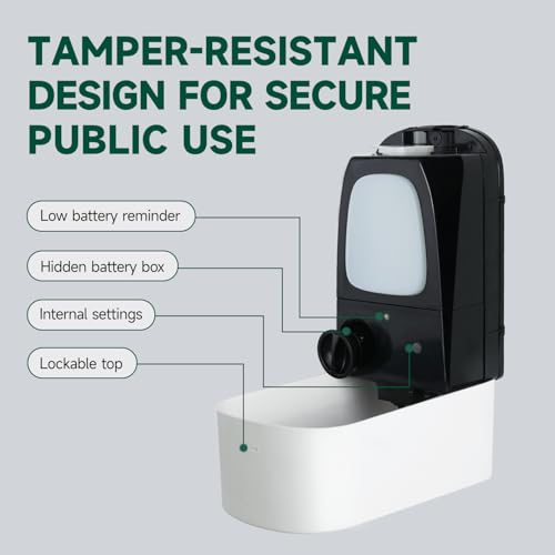 anydry Commercial Automatic Soap Dispenser 34oz Large Capacity Wall-Mounted | Touchless Liquid Dispenser, Five-Level Adjustment, Ideal for High-Traffic Bathroom, Restroom, Durable Wall-Mount Installation - color: White