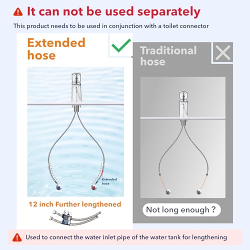 2 Pcs 12 Inch Faucet Supply Conector Extension, 3/8 OD Comp (Male) x 3/8 Comp (Female) Supply Line，Faucet Hose for Kitchen Bathroom - size: 12inch 2pcs