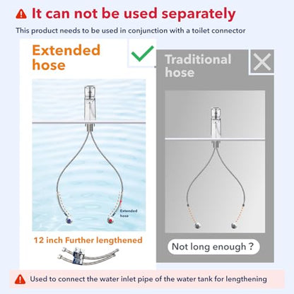 2 Pcs 12 Inch Faucet Supply Conector Extension, 3/8 OD Comp (Male) x 3/8 Comp (Female) Supply Line，Faucet Hose for Kitchen Bathroom - size: 12inch 2pcs