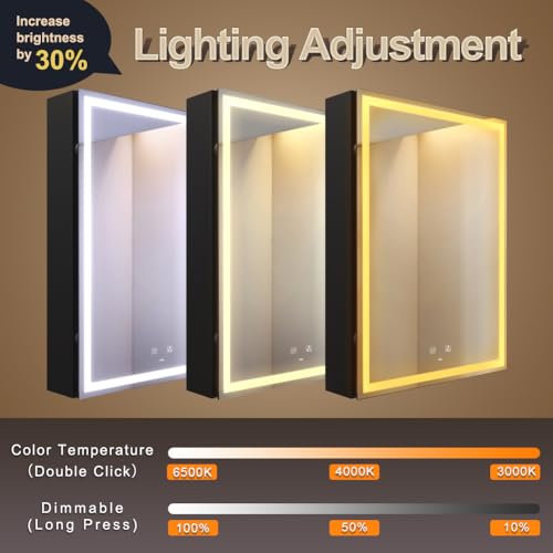 20x28 Inch Left Hinge Aluminum LED Bathroom Medicine Cabinet with Mirror | Light Adjustment, Anti-Fog, Sockets&USBs, High Capacity, Easy to Install - color: Left Hinge-20*28