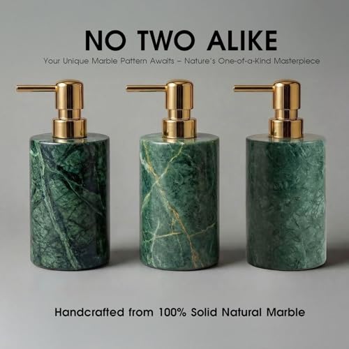 Marble Soap Dispenser, Hand Soap Dispenser for Bathroom Kitchen Countertop - Lotion and Liquid Soap Dispenser (1, Green) - color: Green