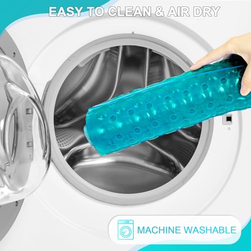 Bathtub and Shower Mats, 40x16 Inch Extra Large Non Slip Soft Bath Tub Mat with Suction Cups and Drain Holes for Bathroom Floor and Keep Tubs Clean, Machine Washable, Clear Turquoise - color: Clear Turquoise