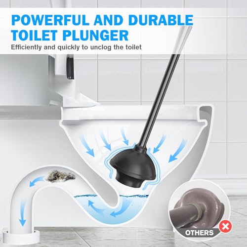 Toilet Plunger and Brush Set, Bowl Brush and Heavy Duty Toilet Plunger with Ventilated Holder, 2-in-1 Toilet Brush and Plunger Combo for 5.3-inch Toilet Drain Bathroom Deeply Cleaning - color: Style 4