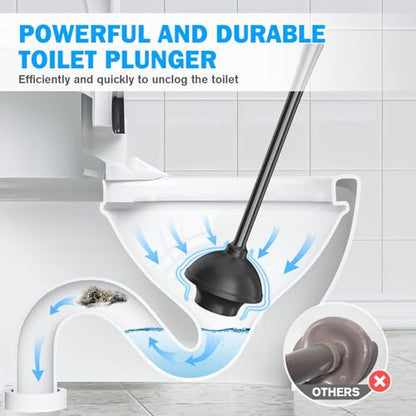 Toilet Plunger and Brush Set, Bowl Brush and Heavy Duty Toilet Plunger with Ventilated Holder, 2-in-1 Toilet Brush and Plunger Combo for 5.3-inch Toilet Drain Bathroom Deeply Cleaning - color: Style 4