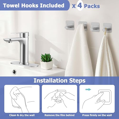 Herogo Bathroom Sink Faucet 1 or 3 Holes, Brushed Nickel Bathroom Faucet with Pop-up Drain, Hooks & Water Supply Hoses, Stainless Steel, Single Handle, for Vanity RV Farmhouse - color: Brushed Nickel
