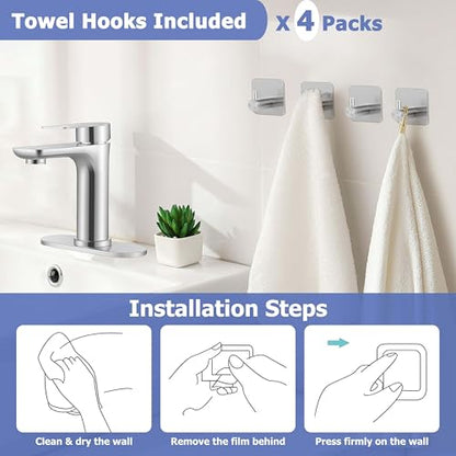 Herogo Bathroom Sink Faucet 1 or 3 Holes, Brushed Nickel Bathroom Faucet with Pop-up Drain, Hooks & Water Supply Hoses, Stainless Steel, Single Handle, for Vanity RV Farmhouse - color: Brushed Nickel