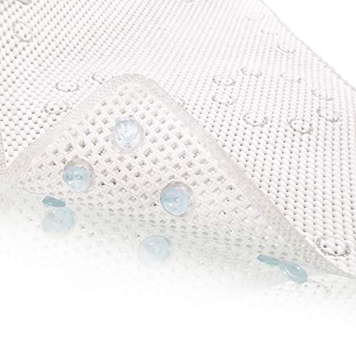 Shower and Bath Mat,Non-Slip Machine Washable and Extra Large Bathtub Mats with Drain Holes and Suction Cups Soft Foam Tub Mats-36” X 17”,White - color: White