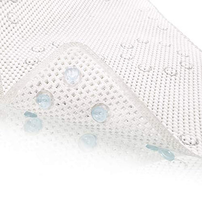 Shower and Bath Mat,Non-Slip Machine Washable and Extra Large Bathtub Mats with Drain Holes and Suction Cups Soft Foam Tub Mats-36” X 17”,White - color: White