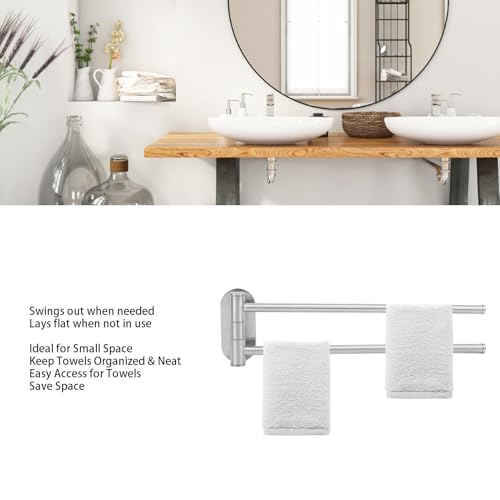 Swivel Towel Rack,Bath Towel Holder Swing Out 304 Stainless Steel 2 Or 4 Bar Folding Arm Bathroom Handtowel Rack Hanger for Kitchen (2 Arm) - color: 2 Arm