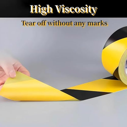 3 Inch x 200FT Black and Yellow Safety Tape, Hazard Tape, Warning Tape, Caution Tape Roll, Floor Marking Tape for Gymnasium, Walls, Floors, Pipes and Equipment in Construction Sites & Hazardous Areas - color: Yellow&Black