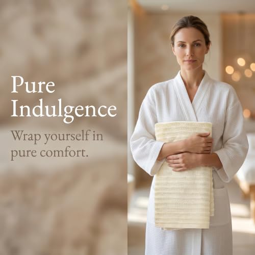 1 Pack Cotton Waffle Bath Towels, Soft & Absorbent, Quick Dry and Lightweight Shower Towel for Gym, Travel, Beach, Pool, Spa 55" x 28" White - color: White