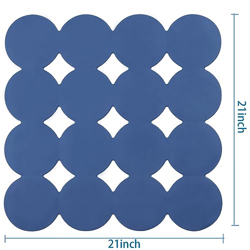 Webos Square Shower Mat Nonslip - Rubber Bathtub Mat with Suction Cups for Inside Shower Bathroom Floor (Navy Blue, 21X21“) - color: Navy Blue