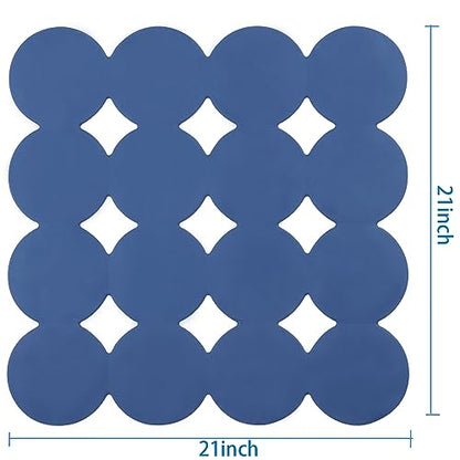 Webos Square Shower Mat Nonslip - Rubber Bathtub Mat with Suction Cups for Inside Shower Bathroom Floor (Navy Blue, 21X21“) - color: Navy Blue