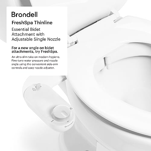 Brondell Fresh Spa Adjustable, Bidet Attachment FSA-15 for Toilet Seats with Adjustable Single Nozzle, Side Arm Control, Thin Profile, White (Ambient Temperature) - style: Adjustable Single Nozzle