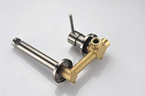 Sumerain Wall Mount Bathroom Faucet Brushed Nickel,Valve Included - color: Brushed Nickel, size: Right Handle
