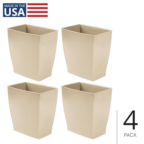 iDesign Small Plastic Bathroom Trash Can, Slim Rectangle Garbage Bin, 4-Pack, Brown | Bedroom, Office, Dorm - color: Brown, style: Pack of 4