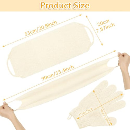 Anezus Exfoliating Back Scrubber Bath Gloves Set, Exfoliating Shower Towel with Shower Gloves for Body Scrub, Back Cleaner Wash Gloves to Remove Dead Skin (Beige) - color: Beige