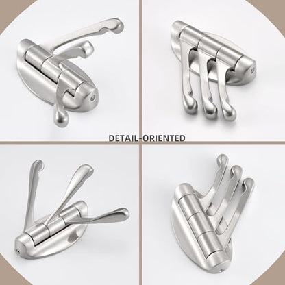 Angle Simple Bathroom Towel Hook Swivel, Robe Coat Hanger, Brushed Nickel | Zinc Alloy Foldable Robe Hook 3 Arms, Fold Flat When Not in Use, Space-Saving for Compact Rooms, Screw Wall Mount - color: Brushed Nickel, size: 1 Pack
