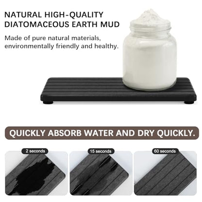 3PCS Stone Drying Tray, Stone Soap Tray, Water Absorbing Stones Trays for Sink, Fast Dry Diatomite Stones Sink Mat, Used for Hand Soap,Sponge,Toothbrush Holder in Bathroom Counter and Kitchen Sinks - color: 3pcs Dark Gray 5stripes