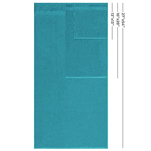 American Veteran Towel, 100% Cotton Turkish 6 Piece Towel Set Luxury Towels Set of 6 for Bathroom Essentials 2 Bath Towels 2 Hand Towels 2 Washcloths, Aqua Blue - color: Aqua Blue, size: XL 6PC