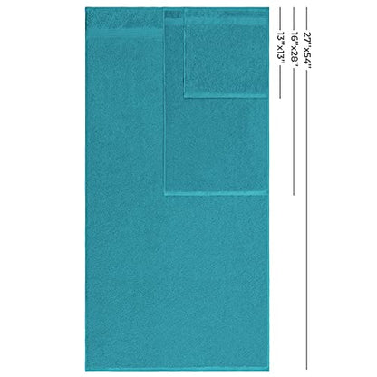 American Veteran Towel, 100% Cotton Turkish 6 Piece Towel Set Luxury Towels Set of 6 for Bathroom Essentials 2 Bath Towels 2 Hand Towels 2 Washcloths, Aqua Blue - color: Aqua Blue, size: XL 6PC