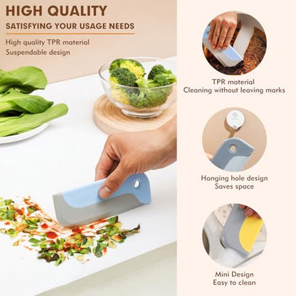 3 Pack Small Squeegees for Shower Glass, Car Windows, Countertops | Streak-free clean for shower glass, car windows, and kitchen counters with a compact, easy-grip mini squeegee set