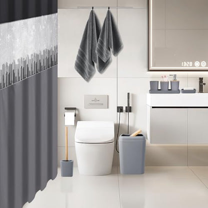 Bathroom Accessory Set – Bathroom Set with Glitter Shower Curtain, Towel Set,24 Piece Grey Shower Curtain, Bathroom Accessories Set with Shower Curtain Set for Home Decor - size: Bath Set+Shower Curtain, style: Grey