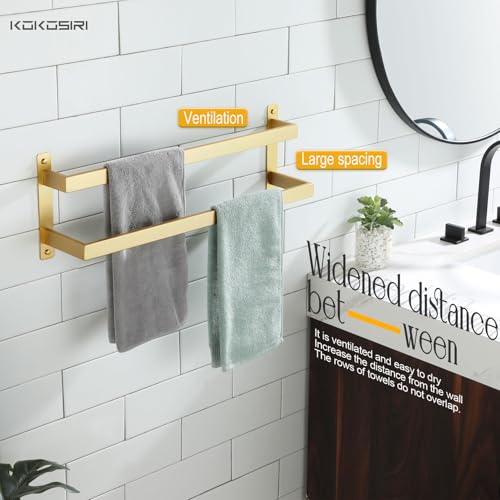 KOKOSIRI Bath Towel Bars Bathroom 2-Tiers Ladder Brushed Gold Towel Rails 24 Inches Towel Holders Wall Mounted Towels Shelves Rack Stainless Steel, B5008BG-L24 - color: Brushed Gold, size: 24-Inch