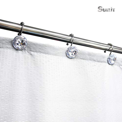 Sunlit Luxury Design Round Clear Diamond Crystal Gem Bling with Glide Balls Shower Curtain Hooks, Rust Proof Metal Rhinestones Glam Shower Curtain Rings-12 Pack - color: Clear