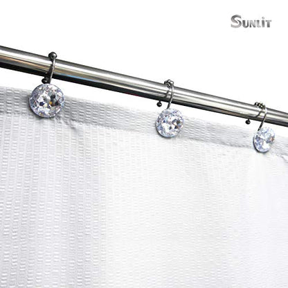 Sunlit Luxury Design Round Clear Diamond Crystal Gem Bling with Glide Balls Shower Curtain Hooks, Rust Proof Metal Rhinestones Glam Shower Curtain Rings-12 Pack - color: Clear