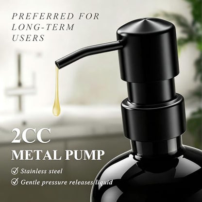 Cisily Black Soap Dispenser Set with Ceramics Sponge Holder, Kitchen Decor | Black Stainless Steel Pumps, Instant Dry Tray - color: Black Pump + Black Sponge Holder