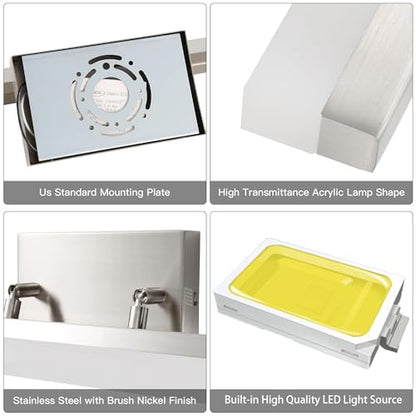 48 inch LED Modern Bathroom Vanity Lighting Fixtures Over Mirror, Brushed Nickel Adjustable Makeup Vanity Light Bar Dimmable 5CCT 46W 3000K-5000K - color: Nickel-48 Inch 5cct