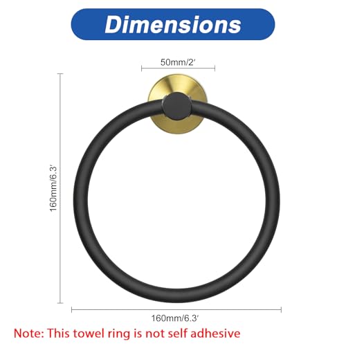 NearMoon Bath Towel Ring, Bathroom Hardware Accessories-Thicken Stainless Steel Hand Towel Holder for Bathroom, Modern Round Towel Hanger Wall Mounted (Black and Gold, 1 Pack) - color: Black and Gold
