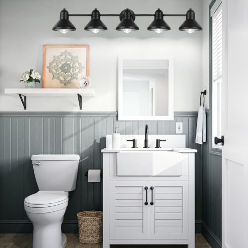 Bairth Bathroom Light Fixtures,5-Light Black Metal Vanity Light Over Mirror | Farmhouse Rustic Industrial Bathroom Vanity Light, Modern Bathroom Lights with Metal Shade for Living Room Cabinet Hallway - size: 5-Light