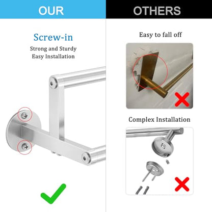 Double Towel Racks for Bathroom, 24 inch Double Towel Bar, Bathroom Towel Rack Wall Mounted, Double Towel Rod Stainless Steel Bathroom Towel Holder(Brushed Nickel) - size: 24 Inch