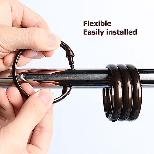 Bronze Shower Curtain Hooks Rings, 12 Pcs Circular Plastic Shower Curtain Rings for Bathroom, Plastic Shower Curtain Hooks for Shower Curtain Rod, Shower Hooks Rings for Shower Curtain - color: Bronze