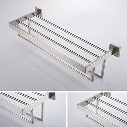 KOKOSIRI Towel Rack 24'' Bathroom Towel Shelves with Double Towel Bars SUS304 Stainless Steel Wall Mounted, Brushed Nickel, B6003BR - color: Brushed Steel, size: 24-Inch