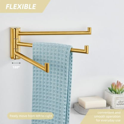 Angle Simple Hand Towel Holder for Bathroom, Swivel Bars, Brushed Dark Gold | Kitchen Towel Rack 9.84", SUS304 Stainless Steel, Foldable 3 Arms Hanger Space Saving - color: Brushed Dark Gold