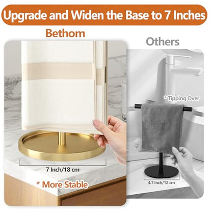 Bethom Bathroom Hand Towel Holder Stand Gold, S-Shape Kitchen Towel Rack | Stainless Steel Countertop Towel Standing Bar, Holds 2 Hand Towels - color: Gold