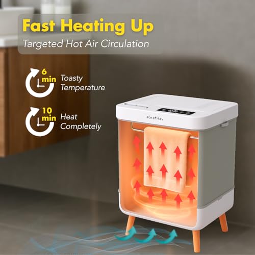 Towel Warmer for Bathroom, Foldable Towel Warmer Bucket, Blanket Warmer, Extra-Large 35L Fast Heating, Heating Drying Modes and Timer, ETL Certification, 6 Free Fragrance Discs, White