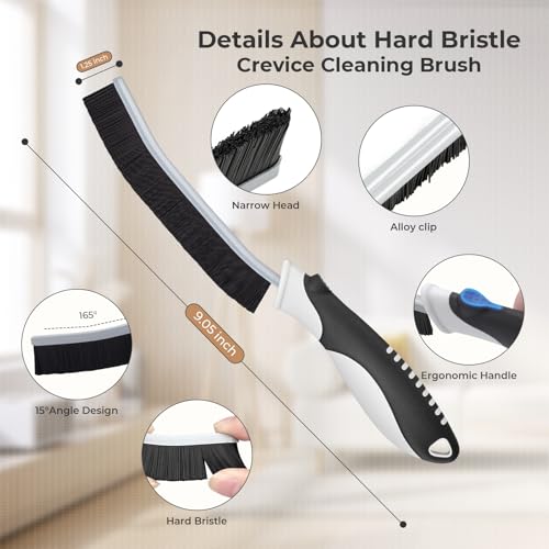 TQRR 6Pcs Hard Bristle Crevice Cleaning Brushes -Grout Scrub Brush | Window Groove Brushes, House Cleaning Supplies, Gap Cleaning Tools for Bathroom, Kitchen, Toilet, Tile, Sink, Home (6, Green)