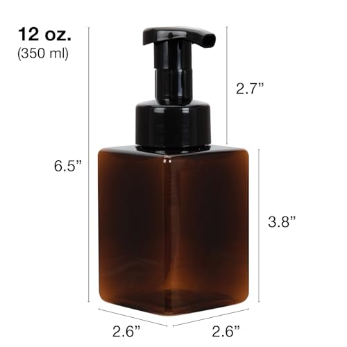 Ginger Lily Farms 2-Pack/12 oz Foaming Soap Dispenser, Plastic | for Hands, Body & Hair, Moisturizing Wash, Salon Wash, Spa Cleanser, Salon & Spa Essentials, Manicure & Pedicure Supplies - style: 12 Oz Amber