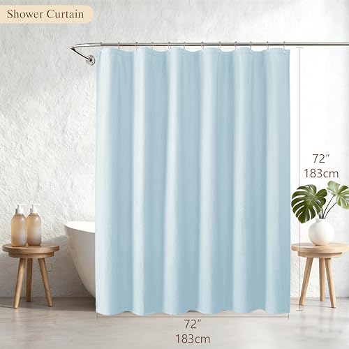 Aiyufeng Ice Blue Shower Curtains for Bathroom，Dot Like Embossed Textured Waterproof Soft Polyester Cloth Shower Curtain，Hotel Spa Machine Washable，72Wx72L - color: Ice Blue, size: 72"W x 72"L (Pack of 1)