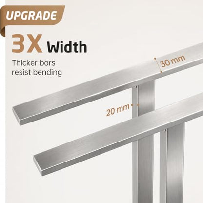 KES 43'' H Standing Towel Rack for Bathroom, Weighted Marble Base | Fits Large Bath Sheet, Freestanding Floor, 2-Tier, Outdoor, Extra High, Thick 18/8 Stainless Steel Brushed Finish, BTH232-2
