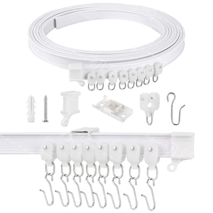 Ceiling Curtain Track Flexible Bendable Curtain Rail Set, 5 Meters | PVC Material, For Window Door Shower Room Divider RV - size: 5 Meters
