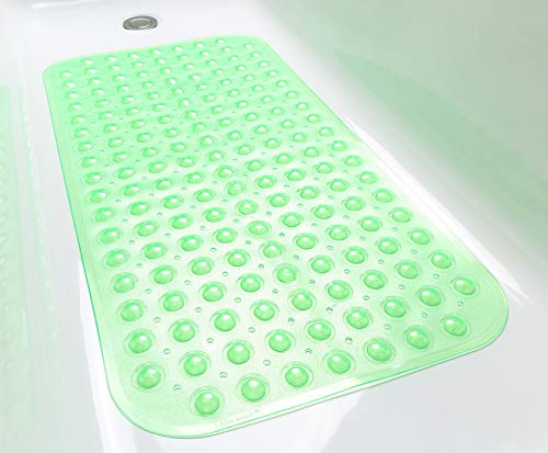 Large Non-Slip Bathtub & Shower Mat 31 inch x16 inch (Smooth/Non-Textured Tubs Only) Safe, Clean, Machine-Washable, Superior Grip&Drainage, Vinyl, Transparent Light Green, Medium - color: Transparent Light Green, size: Large (31"x16")