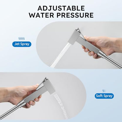 Arofa Built-in Hot and Cold Bidet Sprayer for Toilet, Warm Water Bidet | Wall-Mounted Design, Dual Control Modes, Leak-Free Hose, Feminine/Baby/Pet Wash, Cloth Clean & Rinse, Stainless Steel, Square - color: Brushed Nickel, size: Built-in Hot & Cold Water