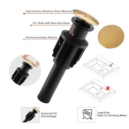 Shiny Polished Gold Waterfall Bathroom Faucet Tap Tall and Drain - color: Polished Gold, size: Tall Body